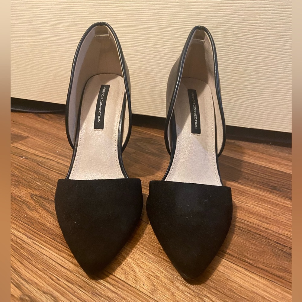 French Connection black pointed toe heels